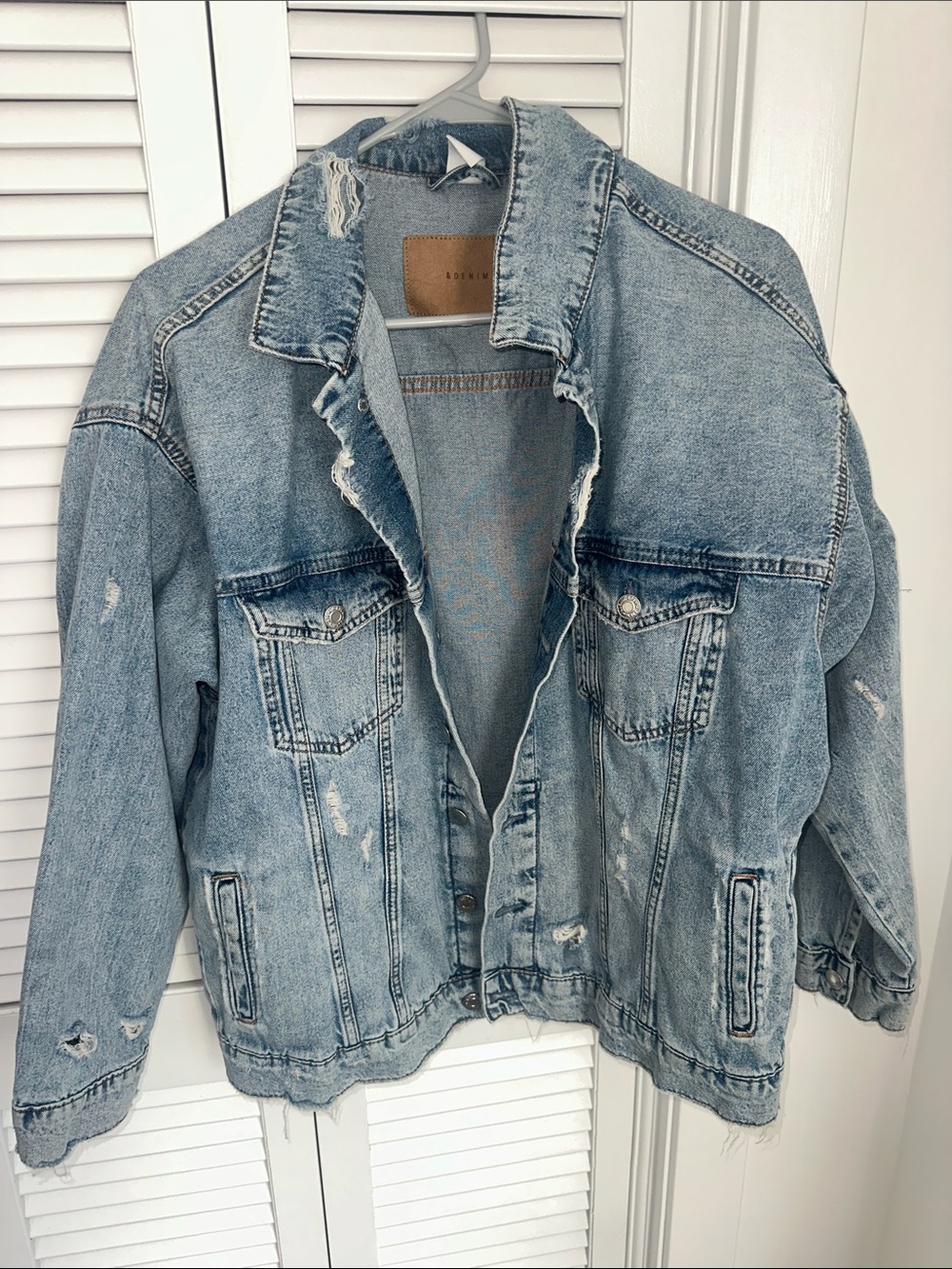 Light Wash Distressed Denim Jacket
